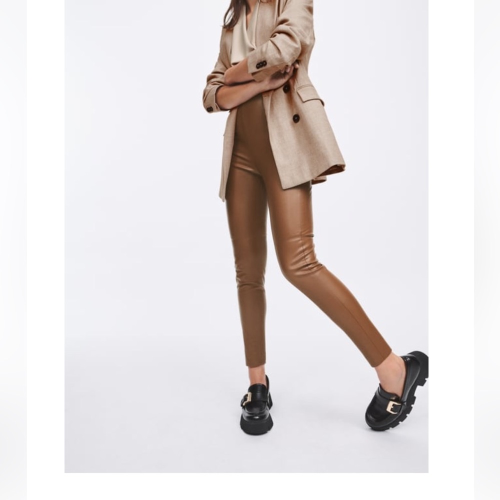 Zara high waist faux leather pant